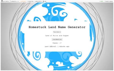 homestuck land name generator.